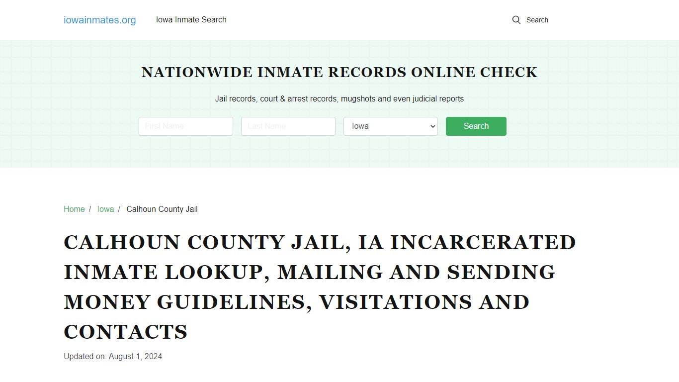 Calhoun County Jail, IA: Find an Inmate, Visitation & Contact Info